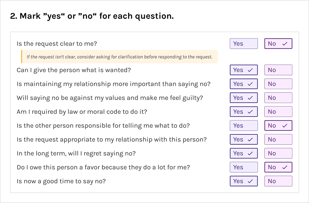 A "no" answer can be a deal breaker if the question is "Can I give the person what is wanted?