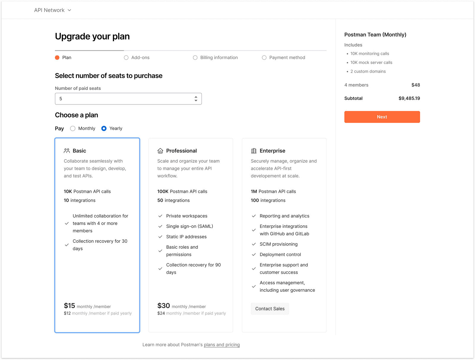 Cards with plan summaries