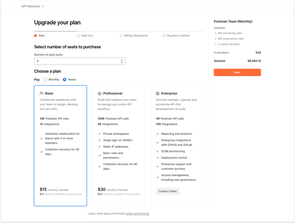 Cards with plan summaries