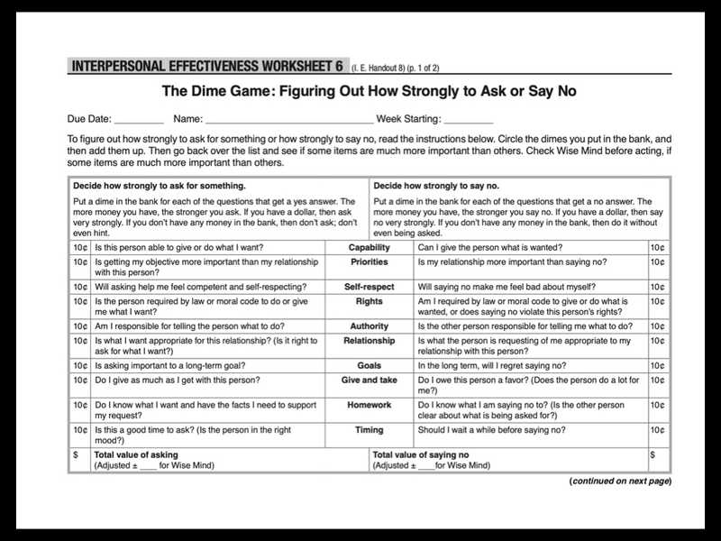 The Dime Game worksheet