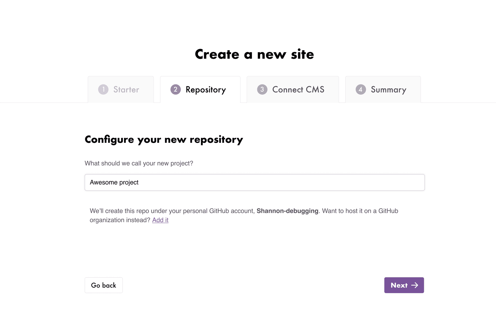 Gatsby Cloud onboarding flow
