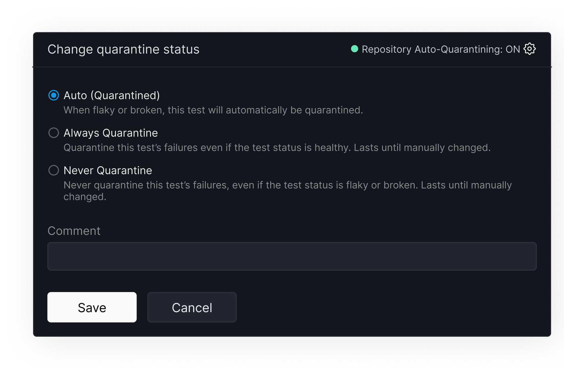 Trunk's quarantine status interface